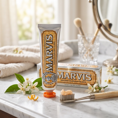 MARVIS Orange Blossom Bloom Toothpaste – Floral Citrus &amp; Mint, 4.0 oz (75 ml), Italy