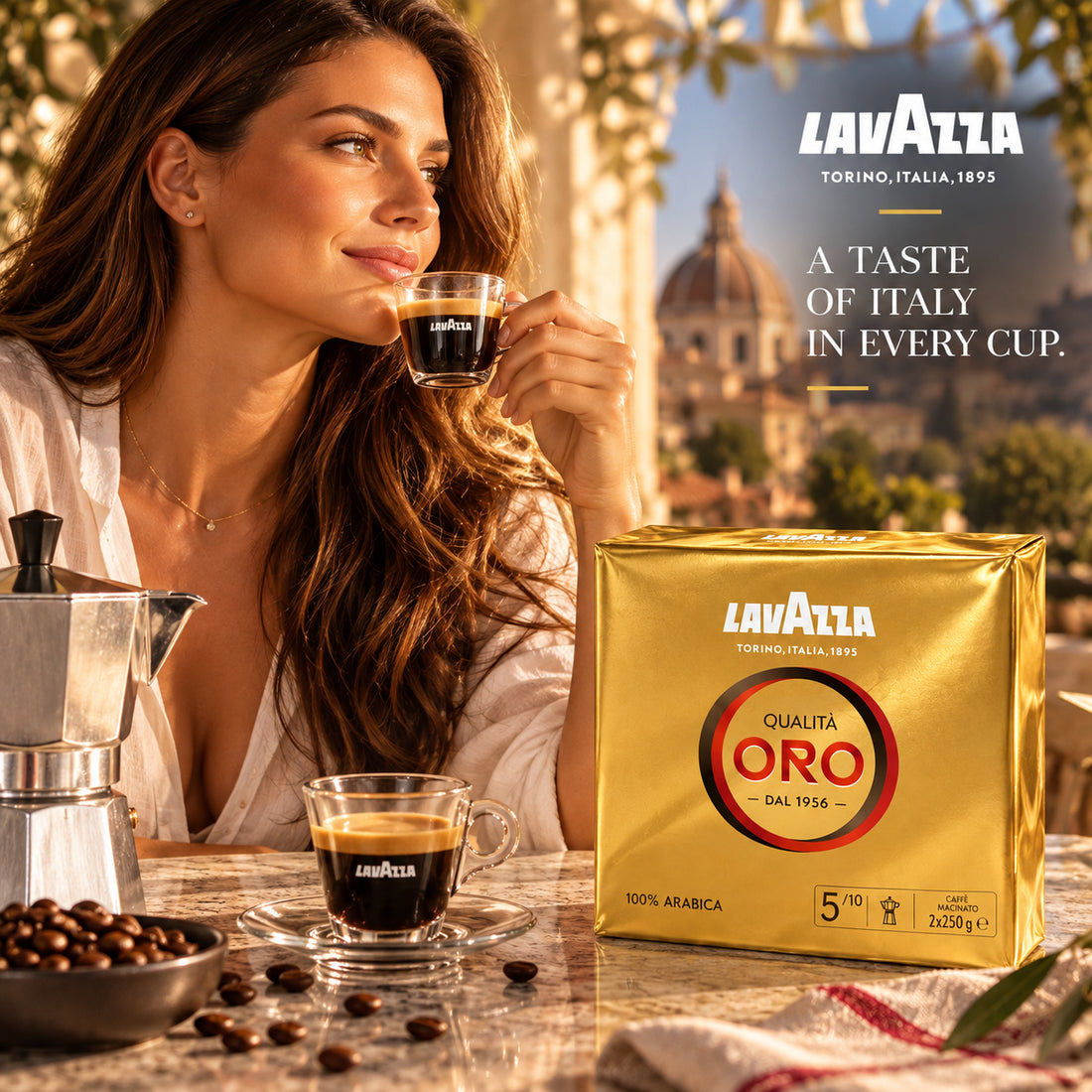 Lavazza Qualità Oro 100% Arabica Ground Coffee – Medium Roast, Floral &amp; Aromatic, 2-Pack, 17.6 oz