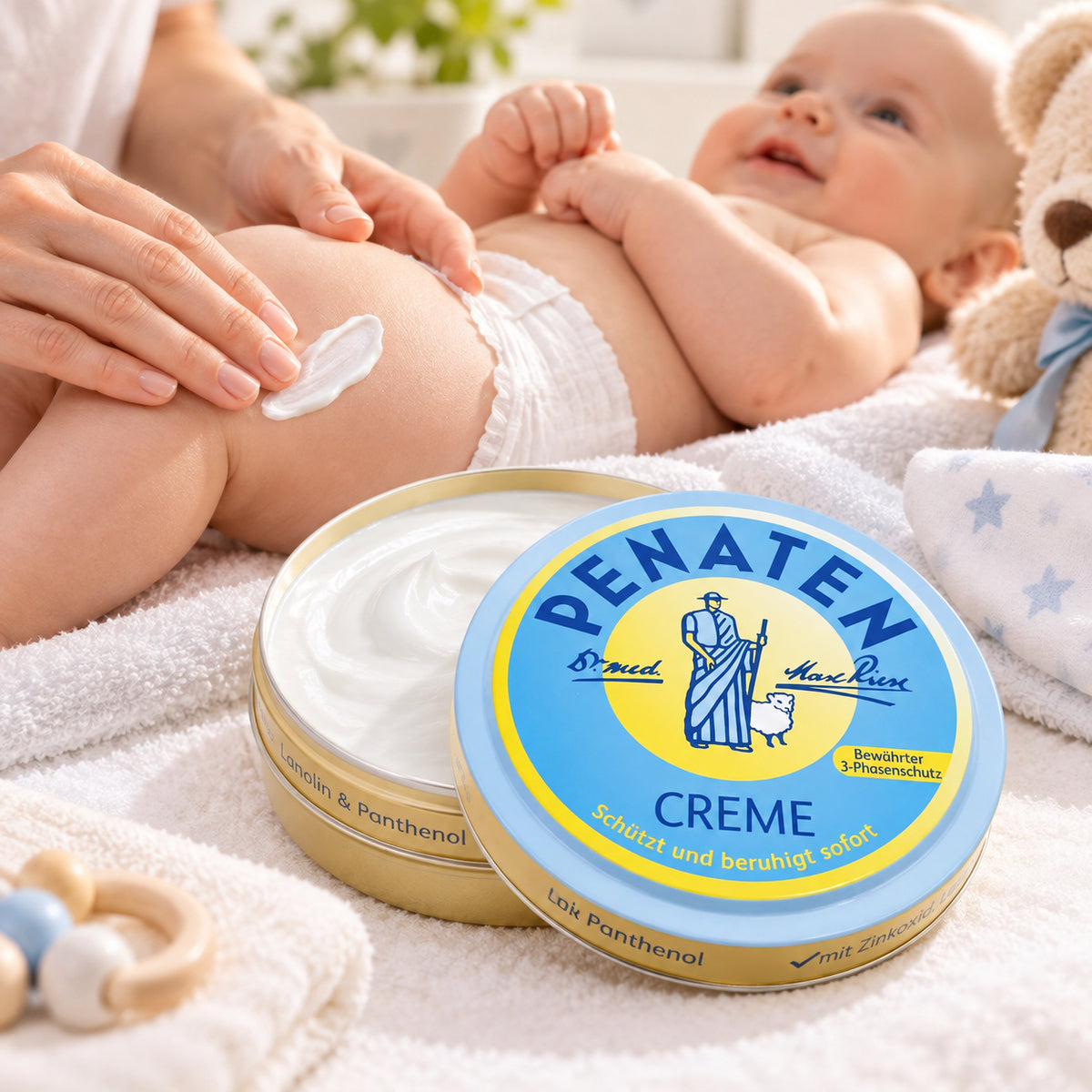 Penaten Baby Protective Cream with Zinc Oxide, Lanolin &amp; Panthenol – 5.07 fl oz (150 ml)
