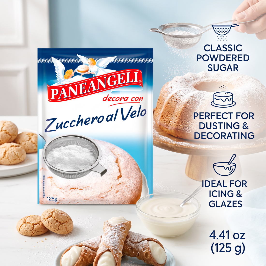 Paneangeli Classic Powdered Sugar for Baking &amp; Decorating 4.41 oz