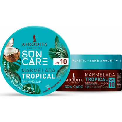 Afrodita Sun Care Marmelada Tropical Tanning Jam SPF 10, Coconut, 6.76 fl oz (200 ml)