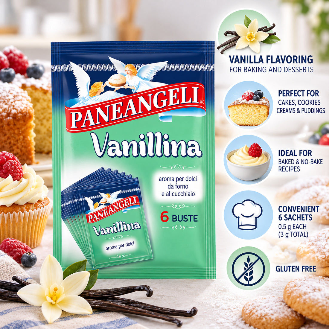 Paneangeli Vanillina Vanilla Flavoring 6 Sachets